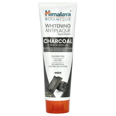 Himalaya Botanique Whitening Antiplaque Toothpaste, Mint Flavor with Charcoal & Black Seed Oil, 4 oz