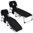 thumbnail image 1 of Gymax 2PCS Tanning Chair w/4-Position Adjustable Backrest Face Arm Holes & Pocket, 1 of 9