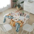 thumbnail image 6 of Orange Blue Fall Table Cloth Waterproof Tablecloths, Thanksgiving Pumpkins Harvest Botanical Rustic Tablecloth Dining Table Cover for Kitchen Party Tabletop Outdoor, Square Tablecloth 60x60 Inch, 6 of 9