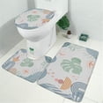 thumbnail image 2 of Blue Boho Abstract and Plant Pattern Bathroom Rugs Sets 3 Piece,Toilet Cover Set,Absorbent Non Slip Bathroom Mats Sets with U-Shaped Contour Rug Toilet Rug Set, 2 of 5