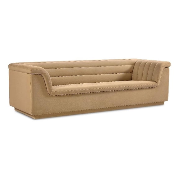 Meridian Furniture Cascade Camel Velvet Fabric Sofa