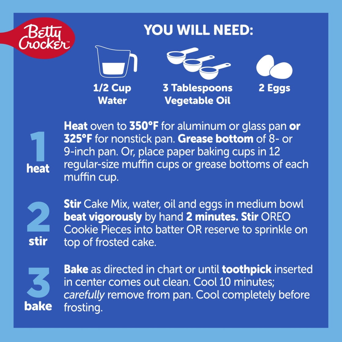 (6 pack) Betty Crocker OREO Chocolate Cake Mix, Baking Mix With OREO Cookie Pieces, 9.3 oz