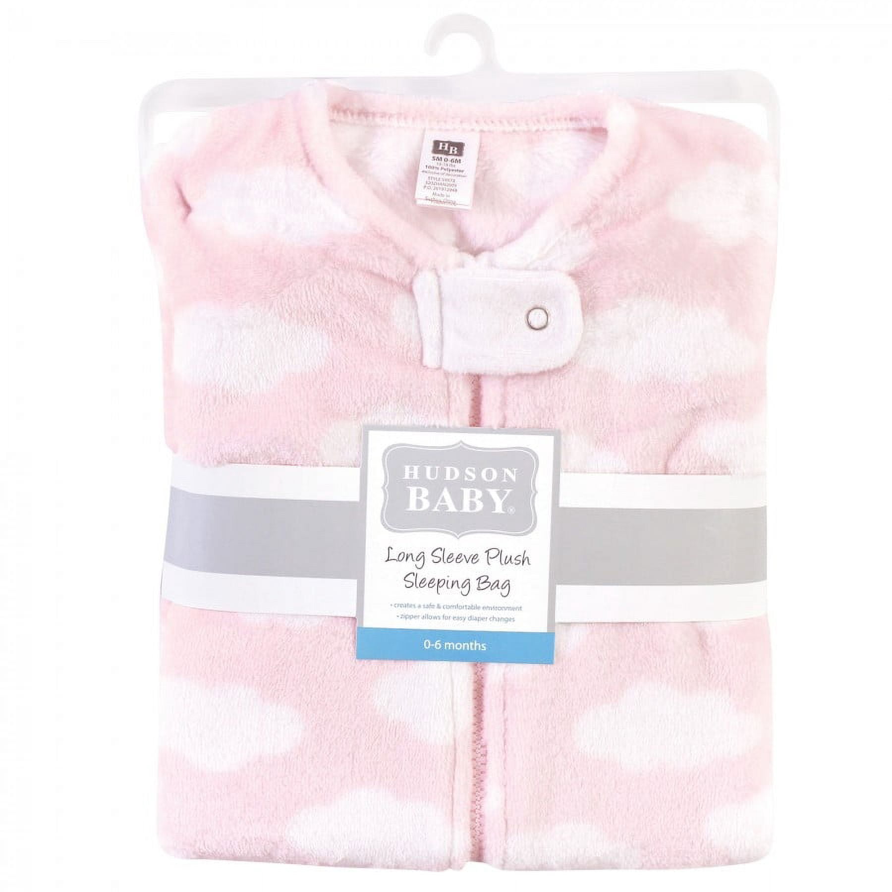 Hudson Baby Infant Girl Plush Sleeping Bag, Sack, Blanket, Pink Clouds, 12-18 Months