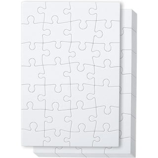  10 Sheets Blank Puzzles for Kids, 3.9 x 3.9 Inch Blank Puzzles  to Draw On Bulk 12 Piece Make Your Own Jigsaw Puzzle All White DIY Puzzles  for Birthday Games Activity