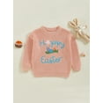 thumbnail image 2 of aturustex Toddler Baby Boys Girls Easter Sweater 0 3M 6M 9M 12M 18M 2T 3T Infant Bunny Letter Egg Embroidery Knitted Pullovers Long Sleeve Chunky Kniton Loose Casual Cozy Spring Fall Clothes, 2 of 7