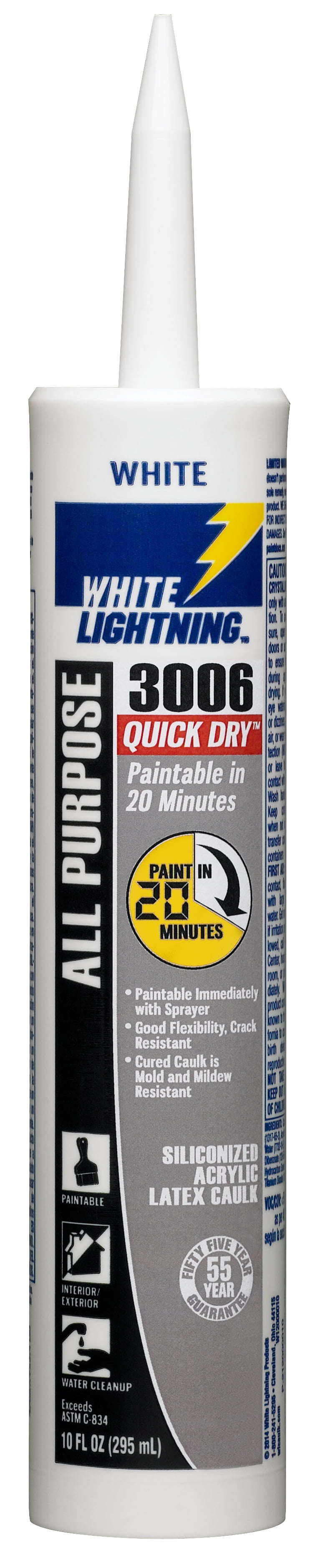 White Lightning 3006 Quick Dry All Purpose Siliconized Acrylic Latex