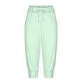 thumbnail image 4 of Women's Casual Pants Solid Elasticized High Waist Joggers with Drawstring Light Green S, 4 of 6