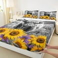 thumbnail image 3 of Feelyou Highland Cattle Bed Sheets, Rustic Vibrant Sunflower King Sheets, Kawaii Farmhouse Animal Sheet Set, Breathable Home Decor, 4pcs, 3 of 7