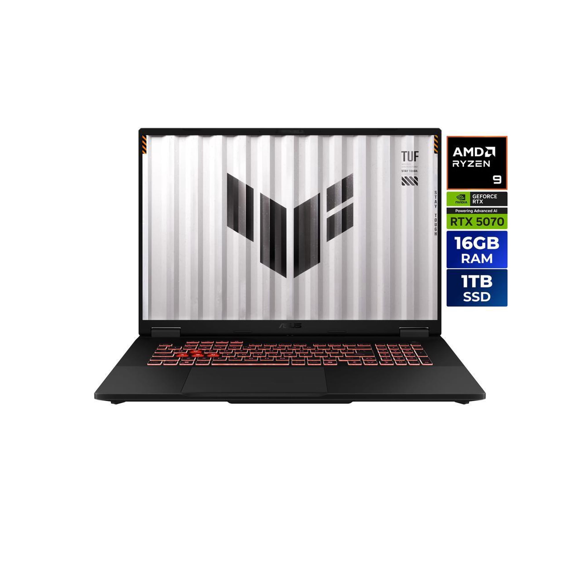 ASUS TUF Gaming - 18.0" WUXGA 144 Hz - AMD Ryzen 9 8940HX - GeForce RTX 5070 Laptop GPU - 16GB Memory DDR5 5600 - 1TB PCIe SSD - Windows 11 Home (FA808PP-NB94)