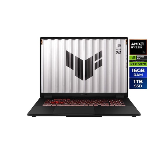 ASUS TUF Gaming - 18.0" WUXGA 144 Hz - AMD Ryzen 9 8940HX - GeForce RTX 5070 Laptop GPU - 16GB Memory DDR5 5600 - 1TB PCIe SSD - Windows 11 Home (FA808PP-NB94)