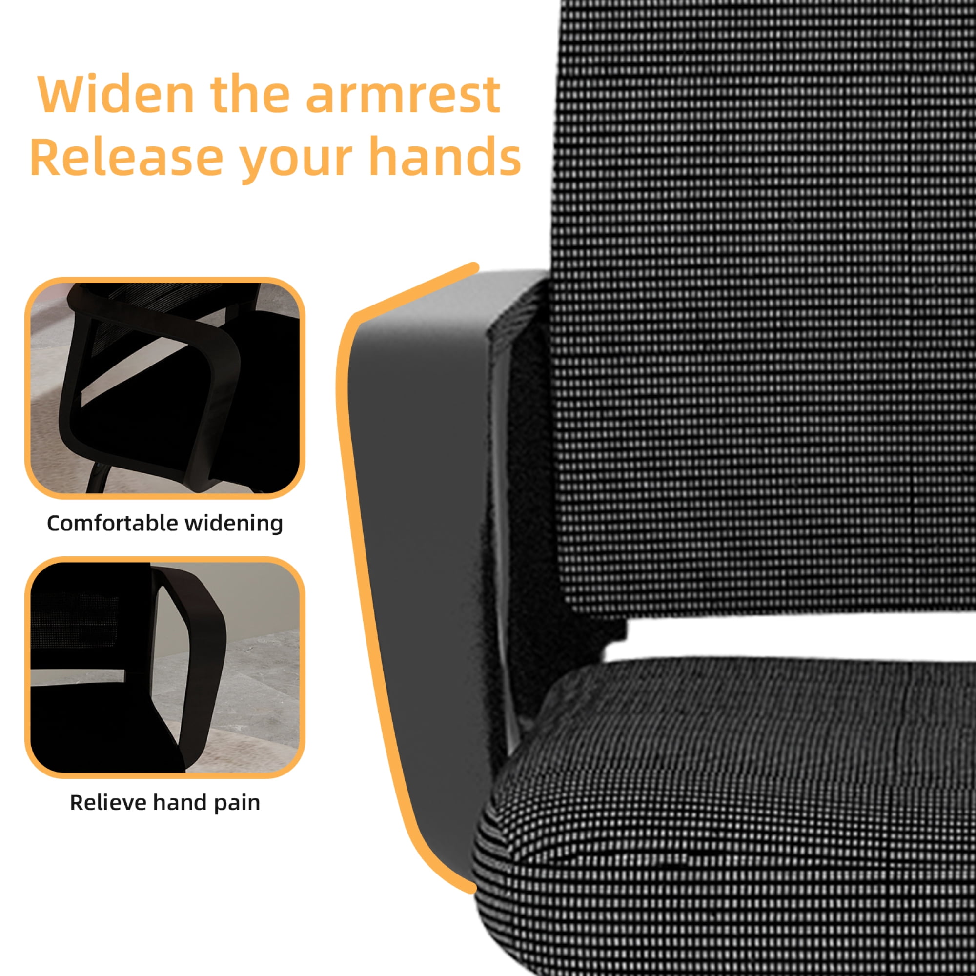 Leumius Ergonomic Mesh Back Office Chair,Home Office Desk Chairs with Back Support,Computer Chair with Arms for Home Office,Black
