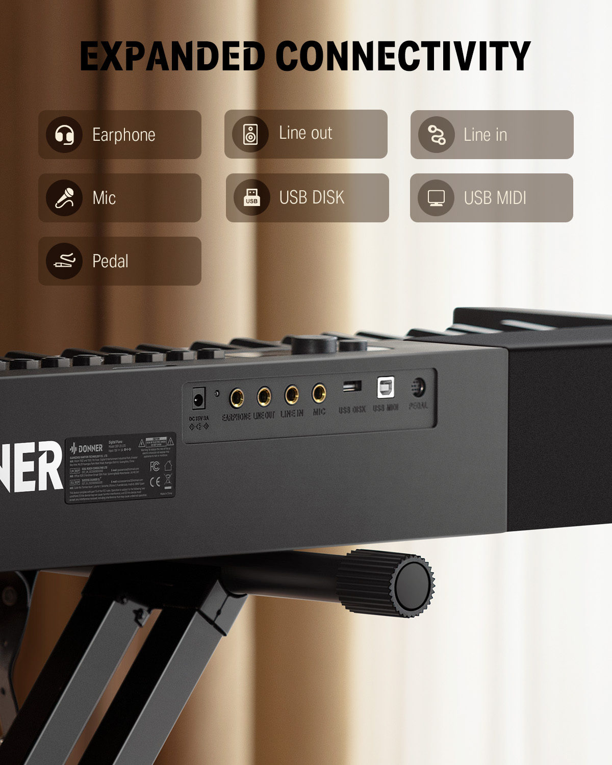 Donner DEP-20 Lite Beginner Digital Piano 88 Key Weighted Full Size Keyboard, Portable Electric Piano Set with Stand, Sustain Pedal, Keyboard Stickers for Beginners Adults