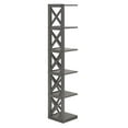thumbnail image 4 of Weston Home Rebecca X-Frame 5-Shelf Wood Corner Bookcase, Grey, 4 of 6
