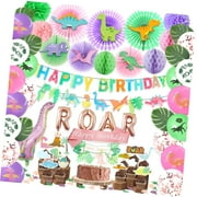 SKYSONIC Complete Party Decoration Kit for Girls, Featuring Banners, Balloons, Cake Toppers, Paper Fans, Honeycomb Balls, and Pom Poms.