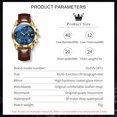 thumbnail image 4 of OLEVS Watches for Men Chronograph Leather Gold Plated Analog Quartz Fashion Business Dress Large Face Mens Watches Luminous Waterproof Casual Male Wrist Watch Reloj para Hombre blue/black Dial, 4 of 13