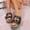 Black, variant on Double Buckle Platform Sandals for Women, Satin Open Toe Slides with Rhinestone Accents, Lightweight Summer Footwear
