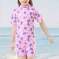 thumbnail image 2 of Fesfesfes Girls' Sun Protection Fashion Zipper Long Sleeve Pullover Swimsuits for Young and Middle-Aged Children 6-11 Years Lightweight for Every Summer Wear(Pink#1,10 Years), 2 of 5