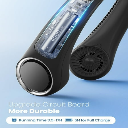 

Rechargeable Ultra-Personal Deep Blue Bladeless Neck Fan for Hands-Free Cooling with 3 Adjustable Speeds and 72 Air Outlets. Ideal Travel and Office Companion for Ultimate Comfort and Con