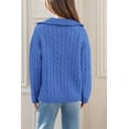 thumbnail image 4 of PRETTYGARDEN Fall Cable Knit Sweaters for Women Long Sleeve Loose Chunky Polo V Neck Sweater Casual Pullover Jumper Tops, 4 of 10