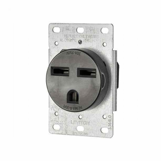 Enchufe Leviton 5372-S00 de 30 amperios, 250 V, 6-30R, montaje empotrado, negro, paquete de 2