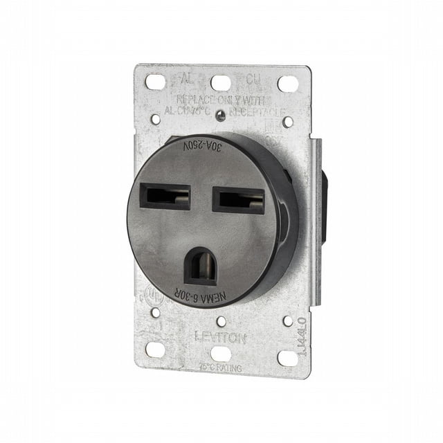 Enchufe Leviton 5372-S00 de 30 amperios, 250 V, 6-30R, montaje empotrado, negro, paquete de 2