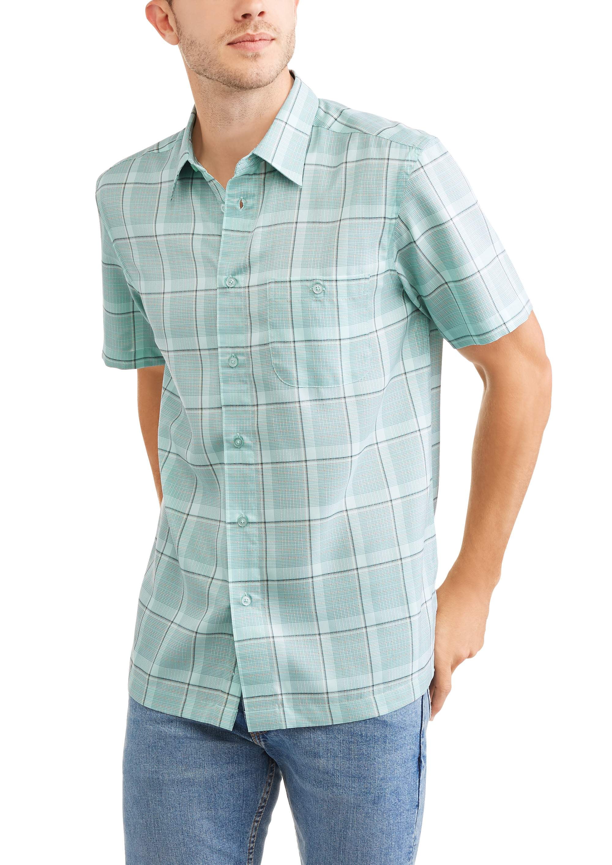 Men's and big men's short sleeve microfiber shirt, up