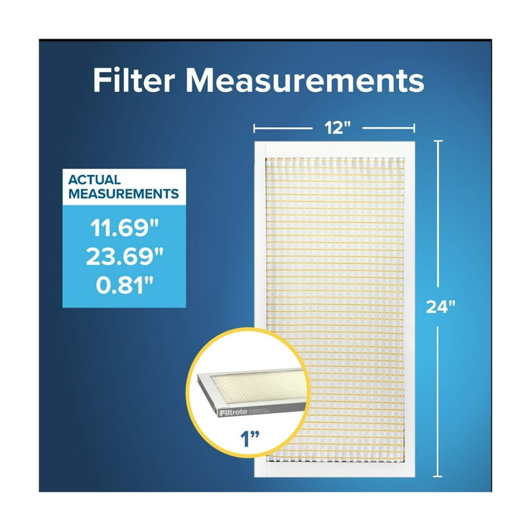 Filtrete 12x24x1 Air Filter, MPR 300 MERV 5, Dust Reduction, 1 Filter