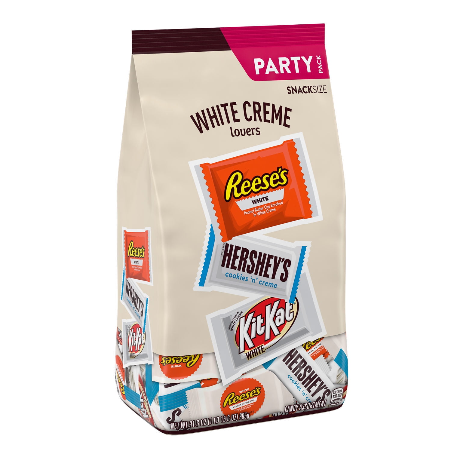 Reese's, Hershey's and Kit Kat, White Creme Lovers White Creme Assortment Snack Size Candy, Individually Wrapped, 31.6 oz, Bulk Party Pack