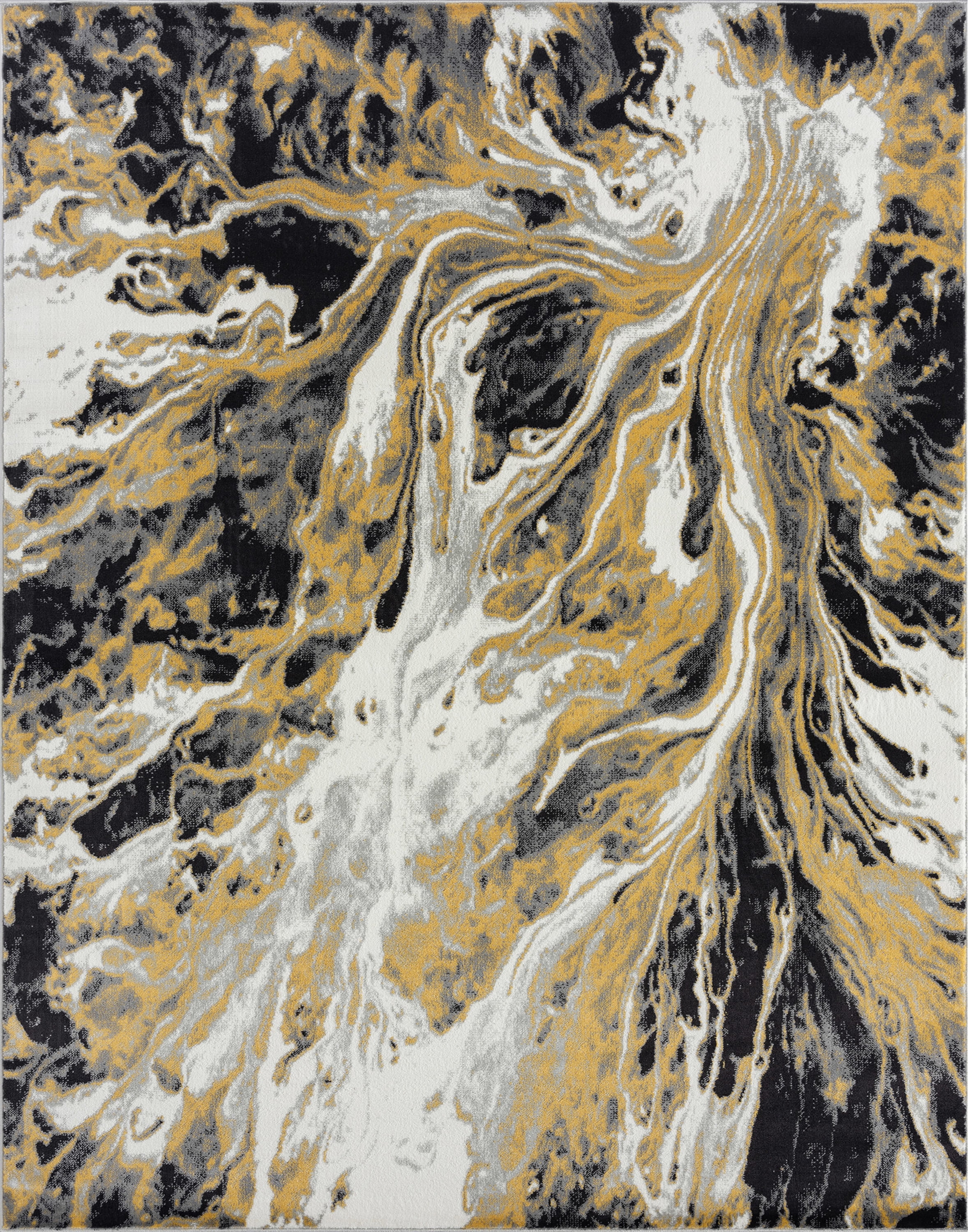 Bliss Rugs Modern Contemporary Abstract Area Rug, Indoor Rugs for Living Room, Dining Room, Bedroom | Yellow, 8' x 10' (7'11''x10'3'')