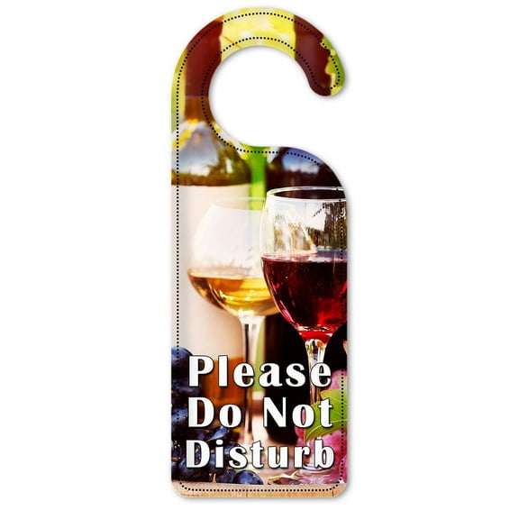 Do Not Disturb Door Knob Hanger Sign - Red and White Wine & Grape Leaves