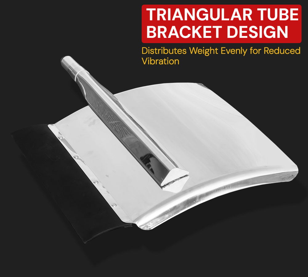 thumbnail image 3 of 24" x 29" Heavy-Duty Stainless Steel Quarter Fenders with Triangle Support Bracket, Polished Finish, Set of 2 for 18-Wheelers, Semi-Trailers & Class 8 Trucks, 3 of 12