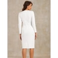 thumbnail image 4 of DARING DIVA Bodycon Round Neck 3/4 Sleeve Peplum Wear Sheath Dress M White, 4 of 6