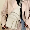 thumbnail image 5 of Beautynvta Leather Chest Bag for Women Men, Crossbody Shoulder Bag, Sling Bag Backpack, Belt Bags Purse Handbag for Travel & Daily Use, Beige, 5 of 6