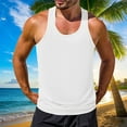 thumbnail image 2 of YLSDY Fashion Mens Ribbed Knit Tank Tops Big and Tall Casual Sleeveless Y-Back Summer Beach Muscle T Shirts Gym Workout Undershirts White L, 2 of 4