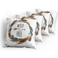 thumbnail image 5 of Ambesonne Feather Throw Pillow Cover 4 Pack, Wreath with Bird Design, 18", Brown Orange Blue, 5 of 7