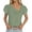 Green, variant on Women's Asymmetric V Neck Puff Short Sleeve Blouse with Decorative Buttons Casual Summer Tops,XXL