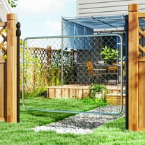 Outsunny Garden Gate Chain Link Fence Gate, Galvanized Steel Garden Door for Yard Entrance Way, 47.2 x 70.9 in., Silver