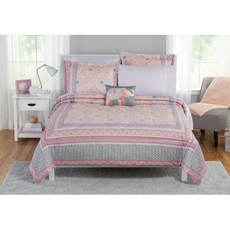 Mainstays floral medallion bed in a bag bedding set, Twin/xl