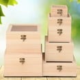 thumbnail image 5 of Wooden Square Hinged Storage Boxes Craft Gift Storage Container Dust Jewelry Box, 5 of 6