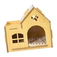thumbnail image 2 of Casa de Madera Refugio para Gatos para Conejos Y Perros Pequeños Decoración Exterior E Interior Resistente Al Desgaste Protector de Muebles Resistente Sin Puerta, 2 of 9