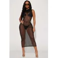 thumbnail image 6 of Hooded See-Through Sheer Maxi Dress (L, Black), 6 of 9