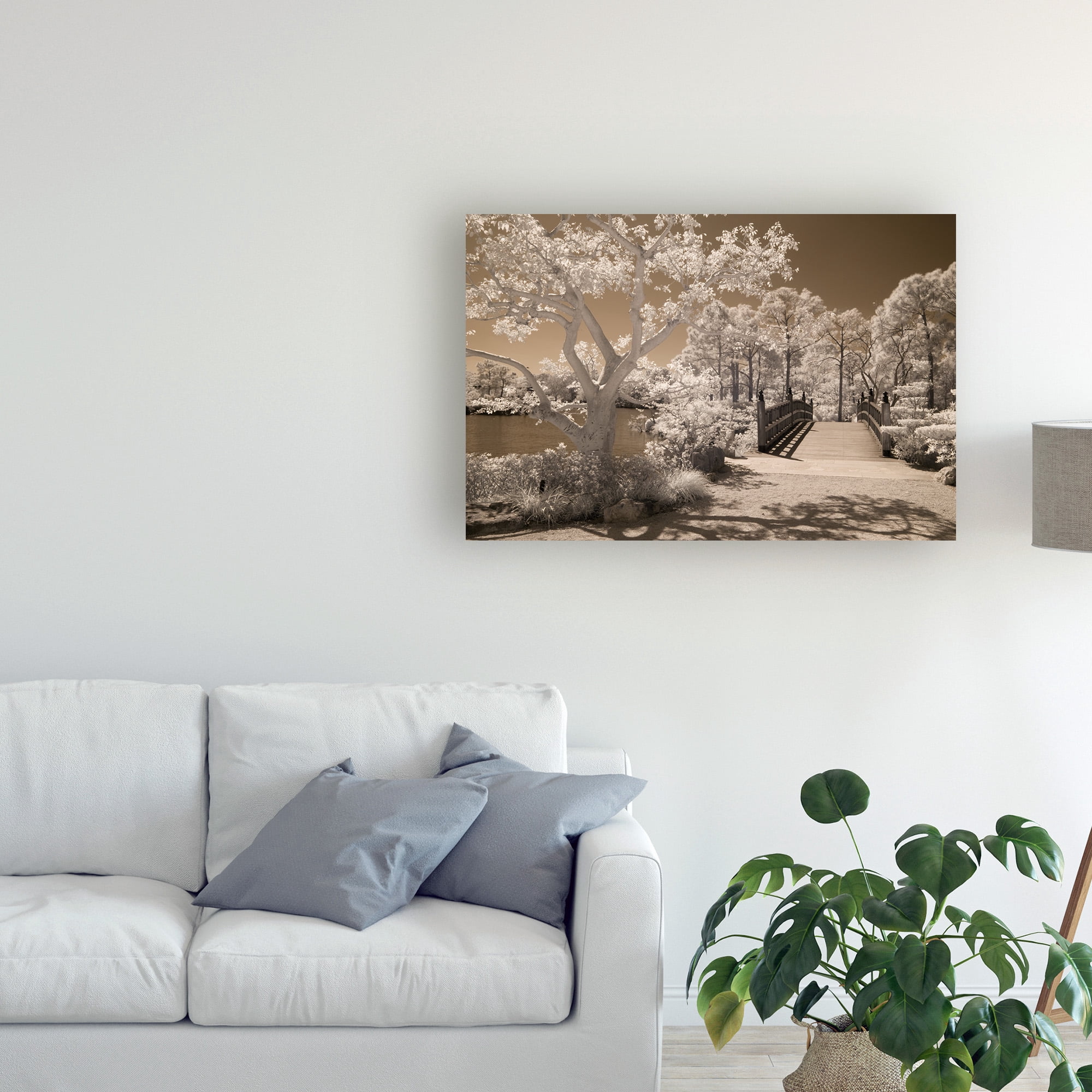 Trademark Fine Art 'Bridge And Trees At Japanese Gardens Delray Beach Florida' Canvas Art by Monte Nagler