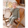 thumbnail image 6 of 6 Months Baby Girls Clothes 12 Months Girls 2PCS Fall Winter Outfits Set Solid Color Infant Girls Long Sleeve Top Pants Set Green, 6 of 8