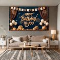 thumbnail image 6 of Gold Theme Happy Birthday Banner Decorative Fireworks Balloon Design Celebration Backdrop Durable for Birthday Party Indoor Decoration Holiday Celebration, 6 of 7