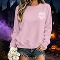 thumbnail image 2 of WEIWEN Halloween Sweatshirts for Women Dressy Casual Skull Printed Crewneck Long Sleeve Fall Outfits 2026 Trendy Halloween Sweaters for Women Fashion Clothing Womens Tops Light Pink, L, 2 of 4