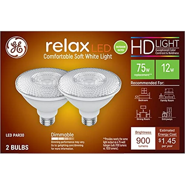 GE Relax LED Light Bulb, 12 Watt (75 Watt Equivalent) Soft White, PAR30