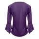 thumbnail image 3 of Camiseta plisada de manga acampanada para mujer, blusa de manga tres cuartos Pompotops  FGAJ2512, 3 of 3