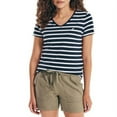 thumbnail image 2 of Nautica Women's V-Neck Stripe Logo Tee Soft Jersey T-Shirt-Blue / L, 2 of 3