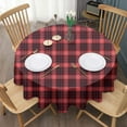 thumbnail image 3 of Red and Black Plaid Pattern Round Tablecloth 60"x60",Wrinkle Wipeable Table Cloth for Kitchen Dining Room Picnic Patio Party, 3 of 6