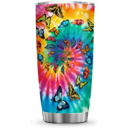 

20oz Birthday Gifts for Women Mom Friend Gifts for Women Birthday Unique Inspirational Gifts Mother Butterfly Tie Dye Tumbler Cup with Lid Double Wall Vacuum Insulated Travel Coffee Mug